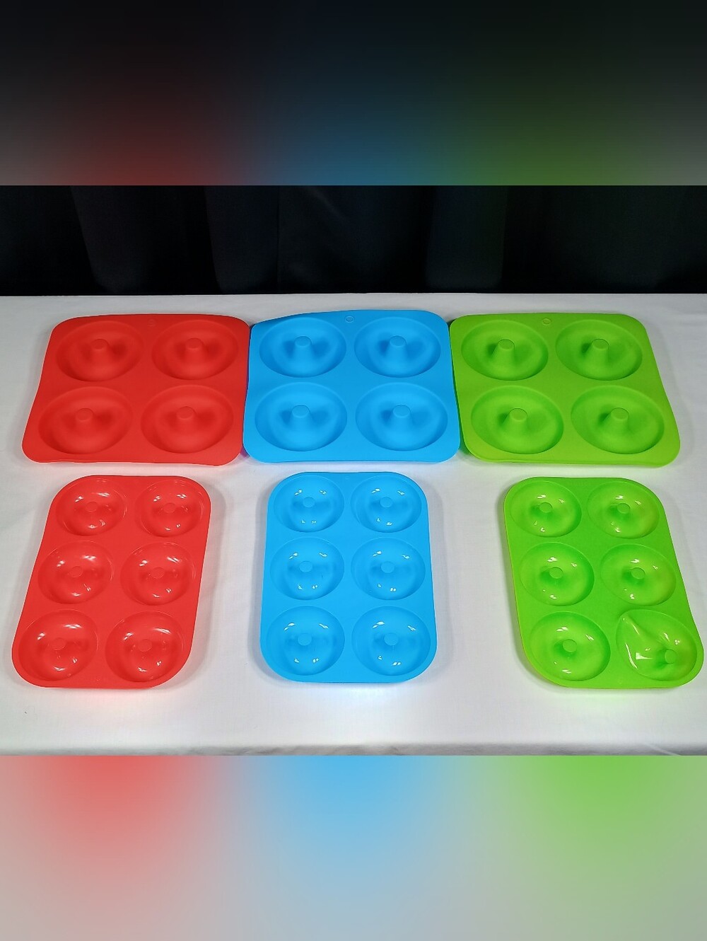 Walfos Silicone Donut Pan Bundle - Blue/Red/Green